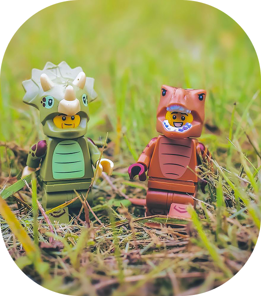 lego figurine on real grass outside