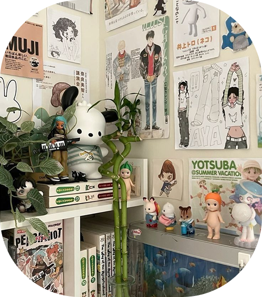 room decor, figurines, display, 
